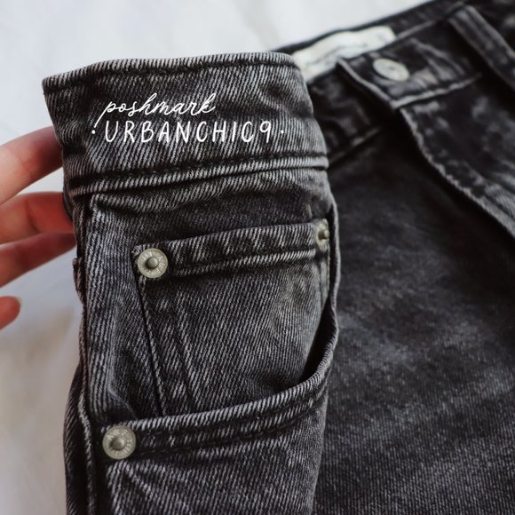 NWT ABERCROMBIE Curve Love 90s High Rise Straight Jean Gray Side Slit size 27 - Picture 9 of 14